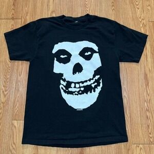 Vintage‎ Misfits 2000 Skull Logo Spellout Band Rock Black Shirt Size Medium